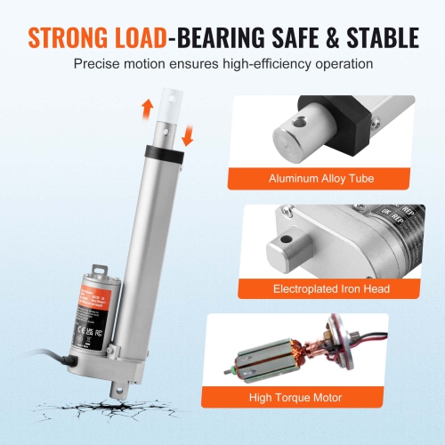 VEVOR 12V Linear Actuator, 6 Inch High Speed 0.55"/s Linear Actuator, 220lbs/1000N Linear Motion Actuator with Mounting Bracket and IP54 Protection