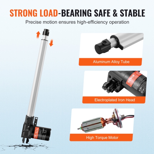 VEVOR 12V 16 Inch Heavy 1320lbs/6000N Linear Actuator, 0.19"/s Linear Motion Actuator with Mounting Bracket & IP44 Protection for Electric Door