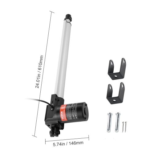 VEVOR 12V 16 Inch Heavy 1320lbs/6000N Linear Actuator, 0.19"/s Linear Motion Actuator with Mounting Bracket & IP44 Protection for Electric Door