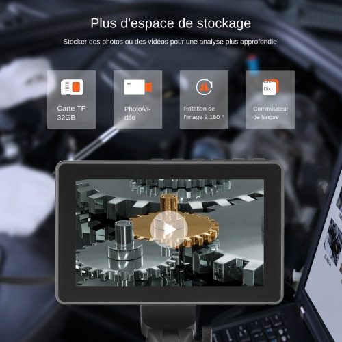 VEVOR 8X Magnification Flexible Borescope Camera, Dual-Articulation with 6.4mm Slim Lens, 5-inch IPS HD Display, 8 LED Illumination Snake Camera for