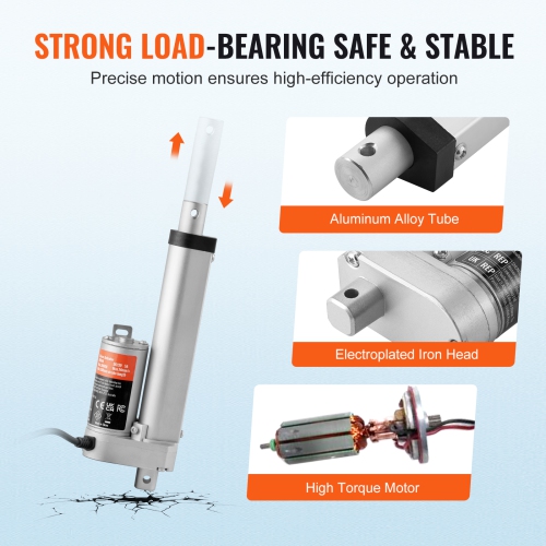 VEVOR 12V Linear Actuator, 4 Inch High Load 330lbs/1500N Linear Actuator, 0.19"/s Linear Motion Actuator with Mounting Bracket and IP54 Protection
