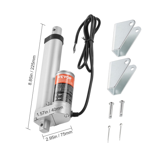 VEVOR 12V Linear Actuator, 4 Inch High Load 330lbs/1500N Linear Actuator, 0.19"/s Linear Motion Actuator with Mounting Bracket and IP54 Protection