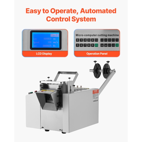 VEVOR 1-85mm Cutting Width Auto Heat-Shrink Tube Cutter, Cable Pipe Cutting Machine, 0.1mm-99999.9mm Length, for Heat Shrink Tube, Fiberglass Tube,