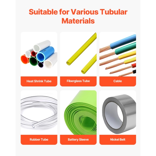 VEVOR 1-85mm Cutting Width Auto Heat-Shrink Tube Cutter, Cable Pipe Cutting Machine, 0.1mm-99999.9mm Length, for Heat Shrink Tube, Fiberglass Tube,