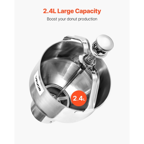 VEVOR 6 Thicknesses Adjustment Donut Depositor, Large Capacity Manual Dropper, 304 Stainless Steel Commercial Batter Dispenser, with Stand, For