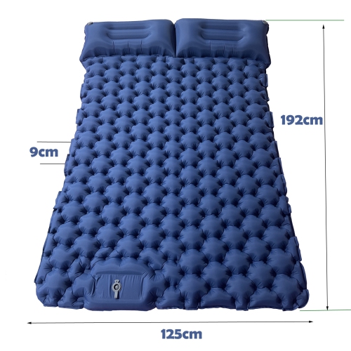 Inflatable Ultralight Double Camping Mat with Foot Pump & Pillow for Camping,Hiking Outside