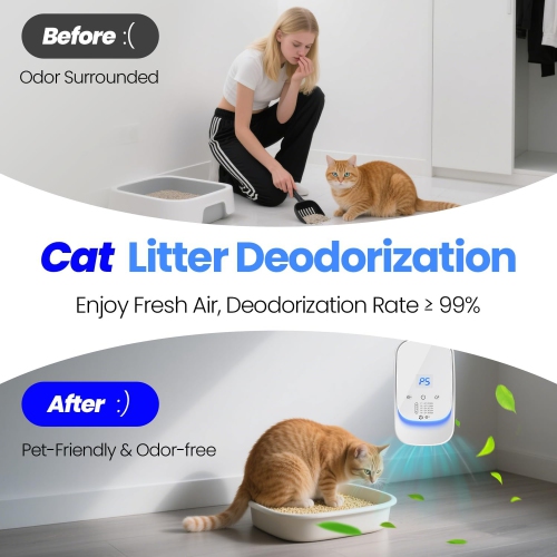 Cat Litter Deodorizer Pets Odor Eliminator Ozone Odor Removal Air Freshener Plug-in Air Purifier for Home & Pets House Wardrobe Cabinet