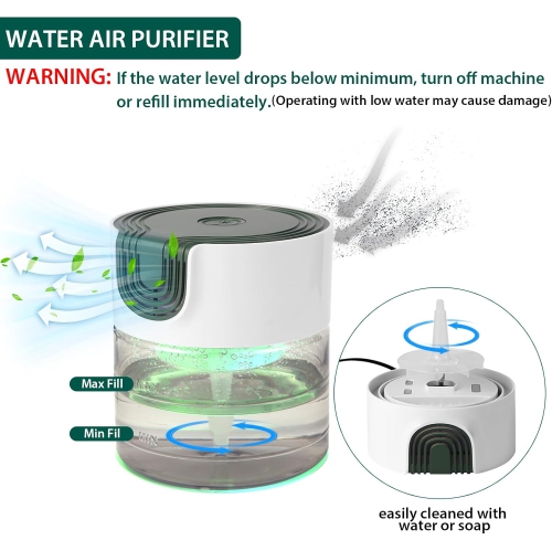 Water Air Purifiers for Home,Quiet Water Based Air Purifier with Night Light,Air Washer Humidifier Essential Oils Aroma Fresher for Home Bedroom