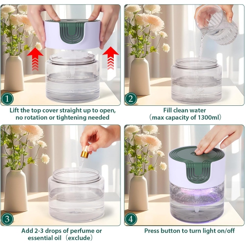 Water Air Purifiers for Home,Quiet Water Based Air Purifier with Night Light,Air Washer Humidifier Essential Oils Aroma Fresher for Home Bedroom