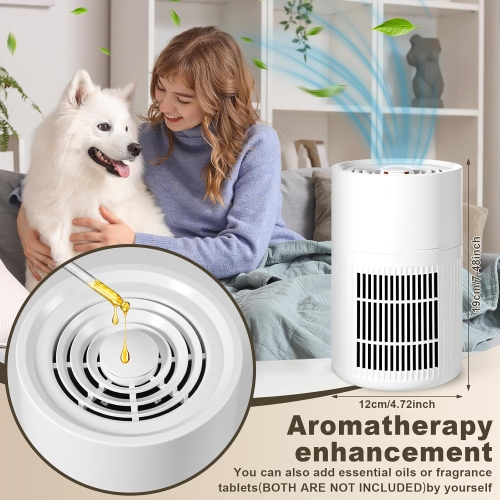 Small Home Air Purifier,Portable Air Purifiers for Room Pet Room Bedroom Office,Mini Desk Air Purifier for Odor Smoke Remove