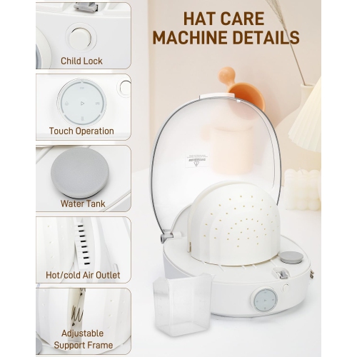 Cap Care Machine,Automatic Cap Cleaner with Steam & Dry,Multi-Functional Hat Cleaner Machine,Hat Shaper for Bucket Hat Baseball Cap,Hat Shaper