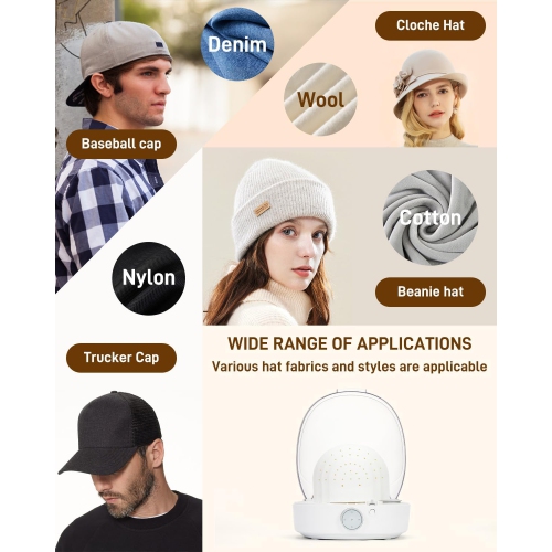 Cap Care Machine,Automatic Cap Cleaner with Steam & Dry,Multi-Functional Hat Cleaner Machine,Hat Shaper for Bucket Hat Baseball Cap,Hat Shaper