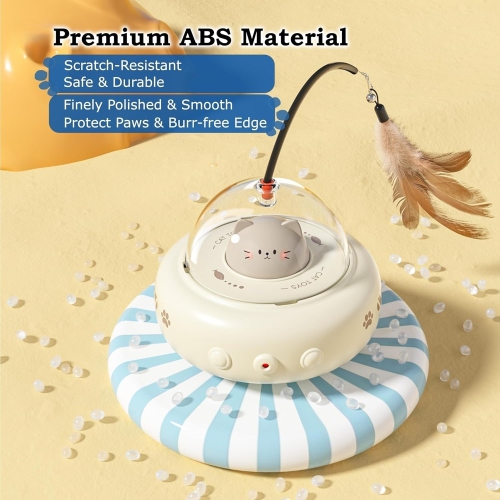 Laser Cat Toy for Indoor Cats,UFO-Vehicle Automatic Motion with Feather,Rechargeable Electronic Smart Sensor,Interactive Toys for Bored Cats Kittens