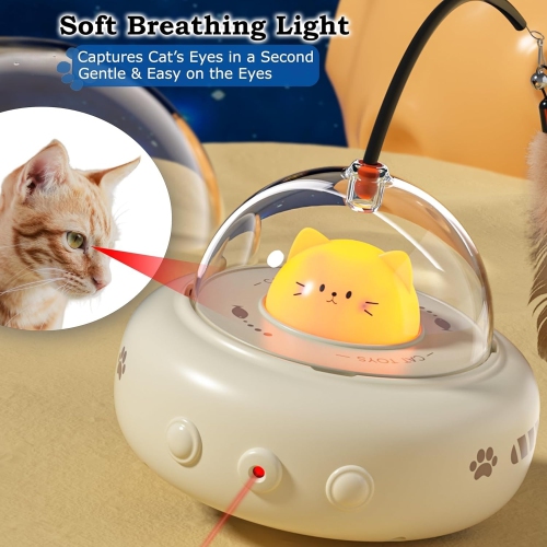 Laser Cat Toy for Indoor Cats,UFO-Vehicle Automatic Motion with Feather,Rechargeable Electronic Smart Sensor,Interactive Toys for Bored Cats Kittens