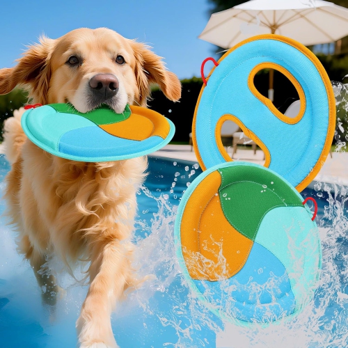 2 PCS Dog Pool Floating Flying Disc Toys,Interactive Dog Pool Water Toys Float for Aggressive Chewers,Lake & Beach Small,Medium & Large Puppies