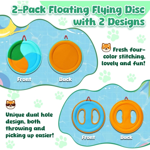 2 PCS Dog Pool Floating Flying Disc Toys,Interactive Dog Pool Water Toys Float for Aggressive Chewers,Lake & Beach Small,Medium & Large Puppies