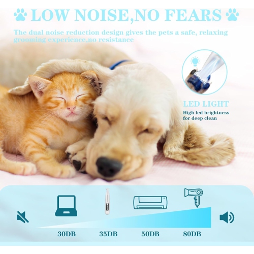 Dog Paw Trimmer,Pets Grooming Kit with LED Light,Rechargeable Cordless Low Noise Clipper for Dog Cat Hair Around Paw Face Eyes Ears Rump