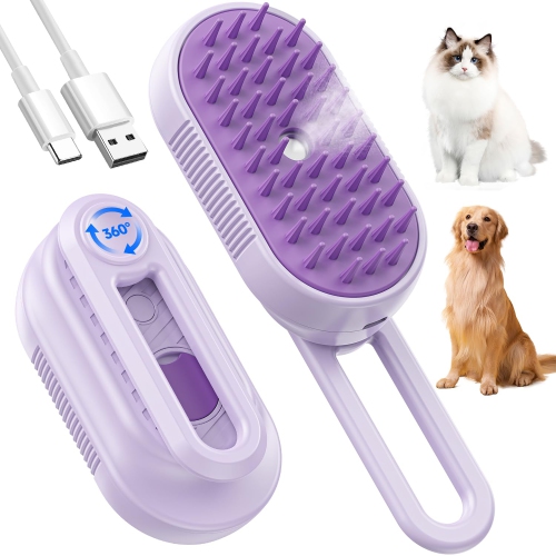 Cat Steam Brush for Shedding,Steam Brushes with Foldable Handle for Cats,Defur Comb for Cats,Water Brush for Cat,Pet Spray Hair Removal Comb