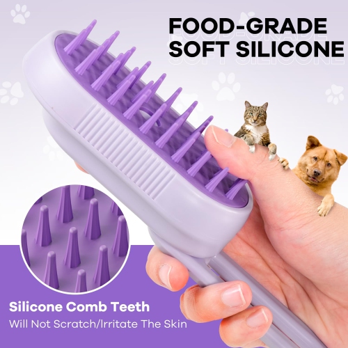 Cat Steam Brush for Shedding,Steam Brushes with Foldable Handle for Cats,Defur Comb for Cats,Water Brush for Cat,Pet Spray Hair Removal Comb