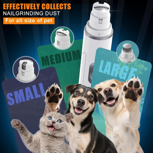Dog Nail Grinder,Quiet Professional 2-Speed Electric Pet Nail Trimmer,Rechargeable & Painless Claw Grinder for Small Medium Large Dogs & Cats,Low