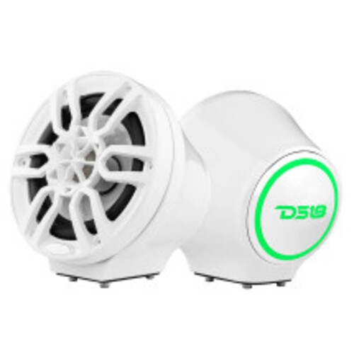 DS18 EN-JS6/WH 6.5" Universal Flat Mount Kick Panel Speaker Pod RGB LED Lights - White