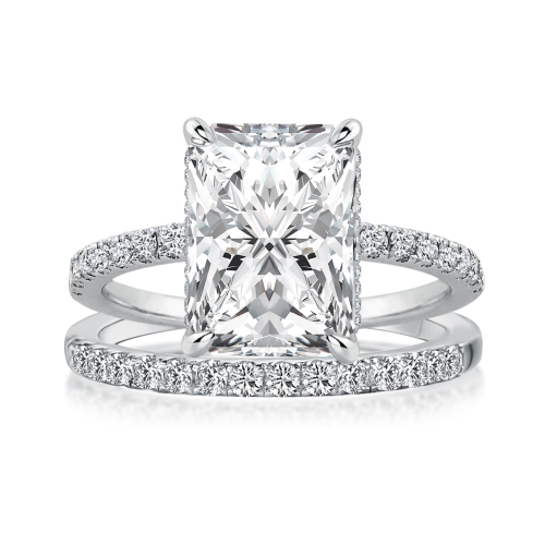 RODIFFY MOISSANITE  3.5 Ct Radiant Cut Gold Wedding Ring for Women In White