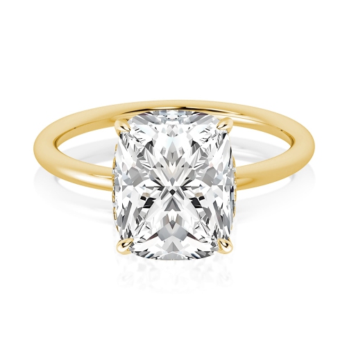 RODIFFY MOISSANITE  4.0 Ct Cushion Cut Gold Engagement Ring In Yellow