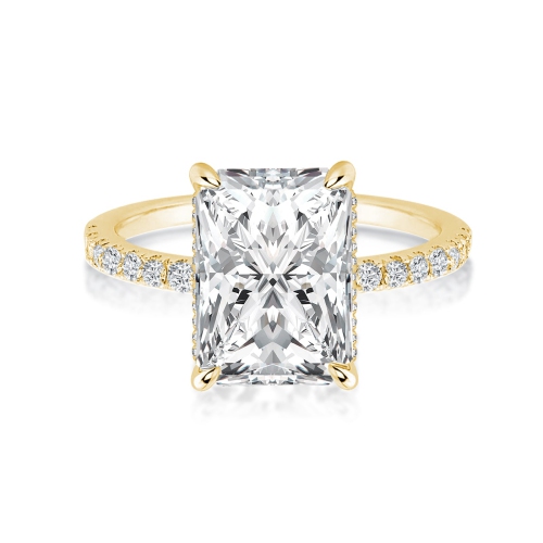 RODIFFY MOISSANITE  3.5 Ct Radiant Cut Gold Engagement Ring for Women In Yellow