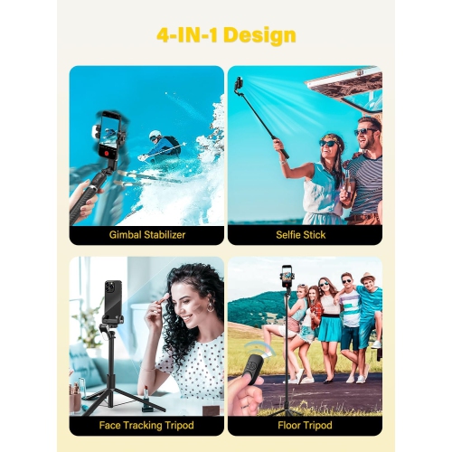 Trépied portatif pour téléphone portatif à cardan M2 Pro d'Aochuan pour iPhone et Android avec suivi du visage - Noir