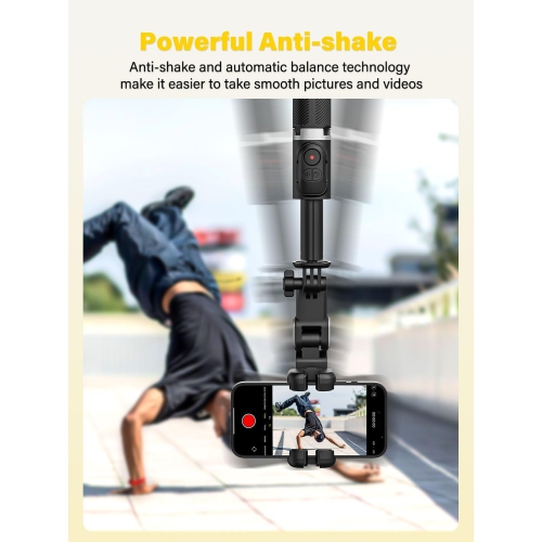 Trépied portatif pour téléphone portatif à cardan M2 Pro d'Aochuan pour iPhone et Android avec suivi du visage - Noir