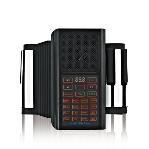 61-Key Hand Roll Piano, Smart Portable Multi-Function Electronic Piano with 128 Unique Tones and Built-in Speaker for Beginners and Kids - Black