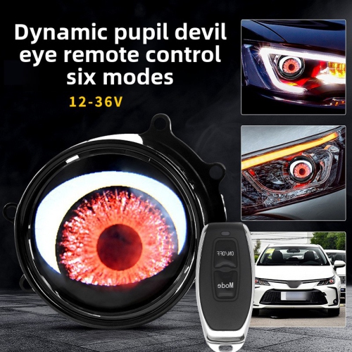 New dynamic LED car headlights, 3-inch demon eye LED eye lights, modified eagle eye lights blinking lights - one to two lenses 6 mode remote control