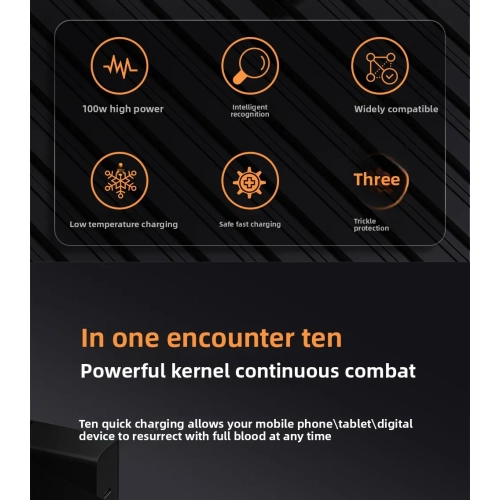 Multi-port PD, USB charging stand, travel studio 100W charging head, fast charging power strip mobile phone fast charger - gray