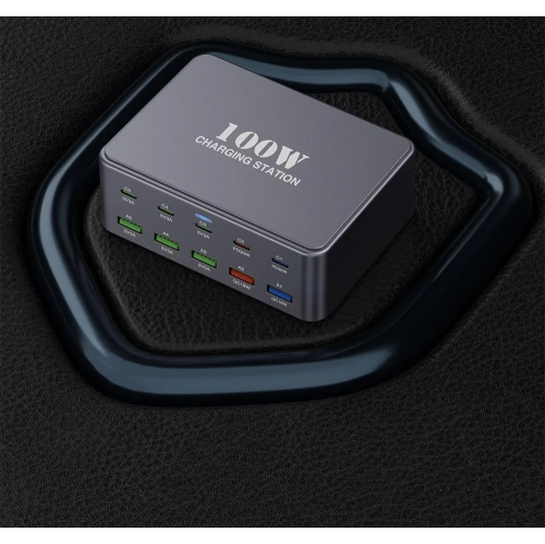 Multi-port PD, USB charging stand, travel studio 100W charging head, fast charging power strip mobile phone fast charger - gray