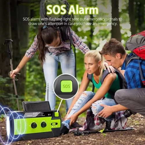 Emergency Radio, Multi-Function Radio, Hand Crank Radio with Flashlight, Solar Radio, SOS AM/FM/NOAA Weather Radio - Red