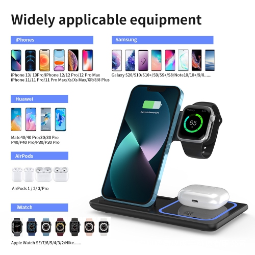 3 in 1 wireless charger, desktop folding mobile phone holder wireless charger, widely applicable to a variety of devices wireless charging holder -