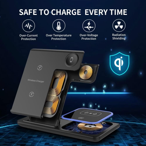 3 in 1 wireless charger, desktop folding mobile phone holder wireless charger, widely applicable to a variety of devices wireless charging holder -