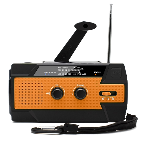Emergency Radio, Multi-Function Radio, Hand Crank Radio with Flashlight, Solar Radio, SOS AM/FM/NOAA Weather Radio - Orange