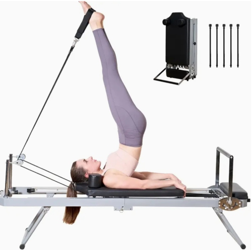 Appareil pliable pour Pilates Reformer pour gym à domicile, équipement d'entraînement Pilates pour débutant, rebondisseur haute résistance de cardio,
