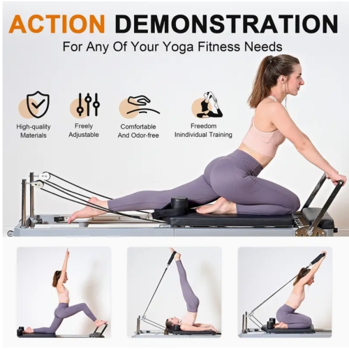 Appareil pliable pour Pilates Reformer pour gym à domicile, équipement d'entraînement Pilates pour débutant, rebondisseur haute résistance de cardio,