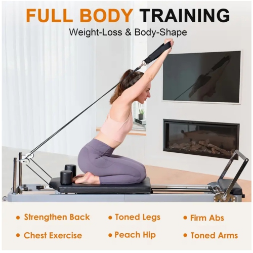 Appareil pliable pour Pilates Reformer pour gym à domicile, équipement d'entraînement Pilates pour débutant, rebondisseur haute résistance de cardio,