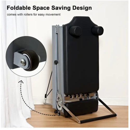 Appareil pliable pour Pilates Reformer pour gym à domicile, équipement d'entraînement Pilates pour débutant, rebondisseur haute résistance de cardio,