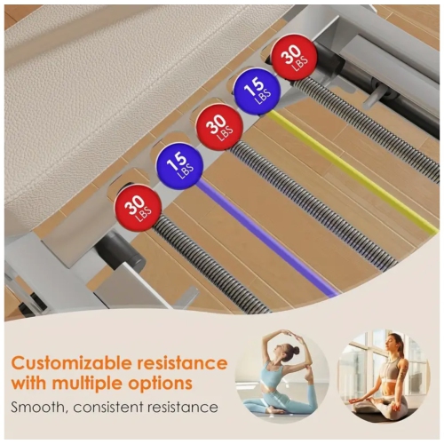 Appareil pliable pour Pilates Reformer pour gym à domicile, équipement d'entraînement Pilates pour débutant, rebondisseur haute résistance de cardio,