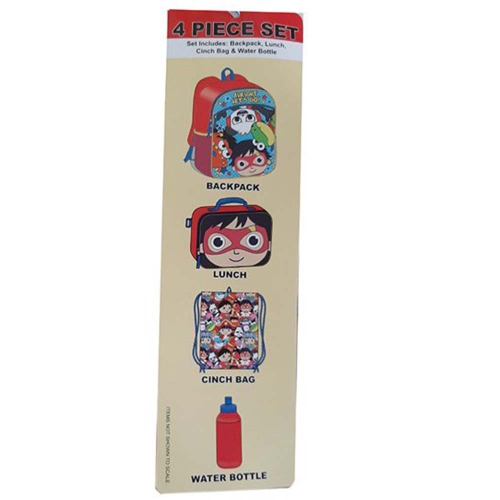 Ryan's World Alright Let's Go! 4 Pc Set 16" Large Child Backpack for All Occasion