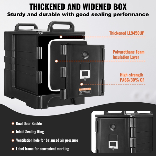 VEVOR 81 Qt x 2 Pack Insulated Food Pan Carrier, Hot Box for Catering, Food Box Carrier with Double Buckles, Front Loading Food Warmer with Handles,