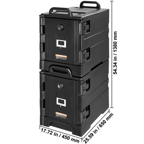 VEVOR 81 Qt x 2 Pack Insulated Food Pan Carrier, Hot Box for Catering, Food Box Carrier with Double Buckles, Front Loading Food Warmer with Handles,