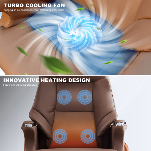 Kinnls Winston Leather Heated Ventilation Classic Luxury Office Chair with Massage, Power Recliner Executive Desk Chair, Adjustable Tilk Angle