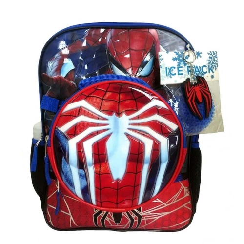 Spiderman 16 inch All Occasion School Backpack for Kids 5 Pcs Backpack Set with Matching Lunch Bag
