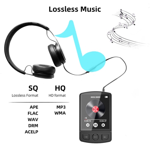 32GB Clip-On MP3/MP4 Player, Portable Bluetooth Music Player with Radio, Recorder, and Headset Support