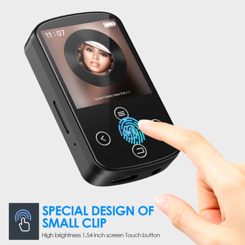 Lecteur MP3 portatif Bluetooth de 128&nbsp;Go avec pince, lecteur de musique et enregistreur à écran tactile, prend en charge la carte TF